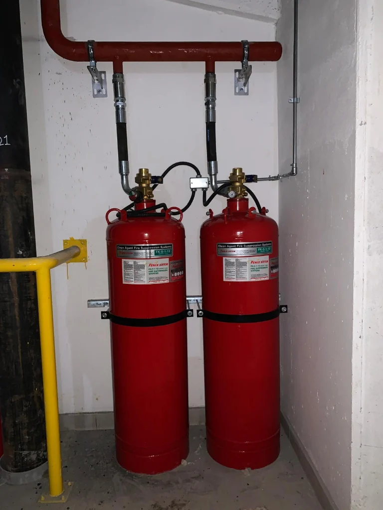 Bomonti Hilton Otel Novec 1230 gazlı söndürme silindirleri hidrostatik basınç testi ve sertifikalı gaz dolumu